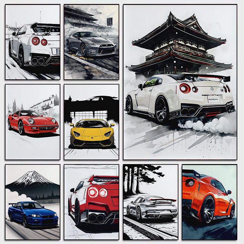 Luxury Lifestyle Cars - Japoński styl Supercar Wall Art Plakat