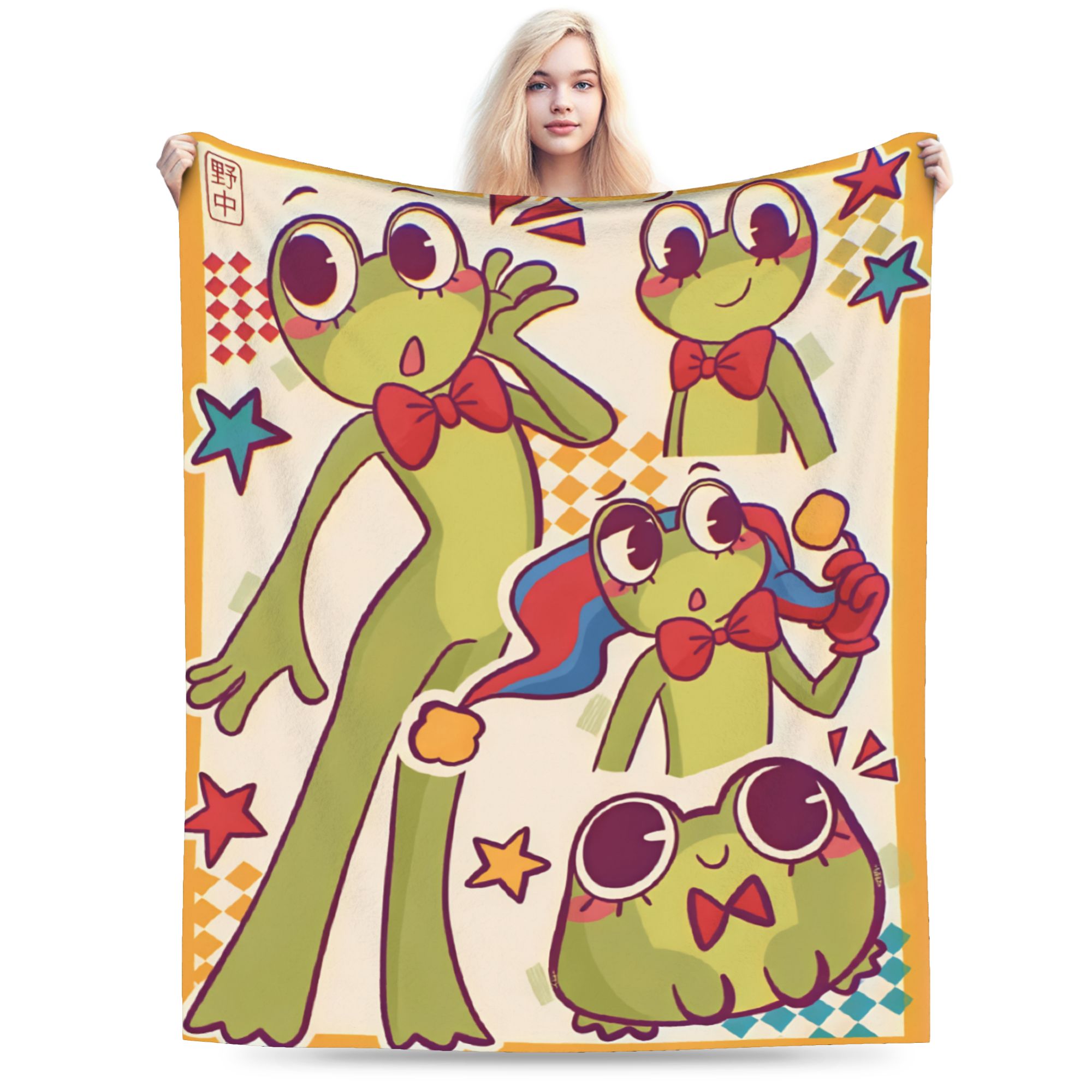 Cashmere Throw Blanket - Koc flanelowy z motywem żaby R-Ribbit,