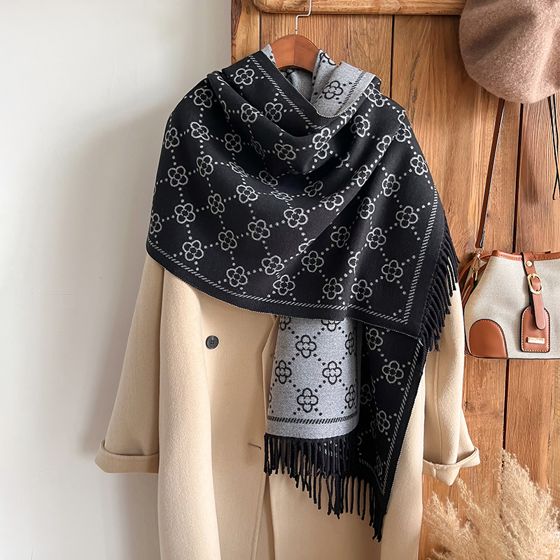 Cashmere Throw Blanket - Marki Żakardowy wzór Zimowy dwustronny szalik